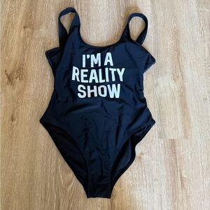No Boundaries Black I’m A Reality Show One-Piece Swimsuit Medium